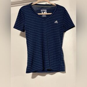 adidas Navy Blue Striped Short Sleeve Tee